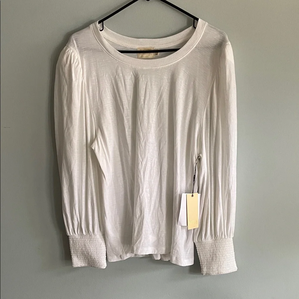 Nation LTD White Long-Sleeve Top with Smocked Cuffs - Picture 5 of 7